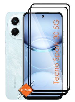 NAFCO For Tecno Spark 30 5G - [2 Pack] Tempered Glass Screen Protector - Delicate Touch , Higher Transparency , Easy to Install ,Anti-scratch and Bubble-free Screen Protector - Black  - Image 1