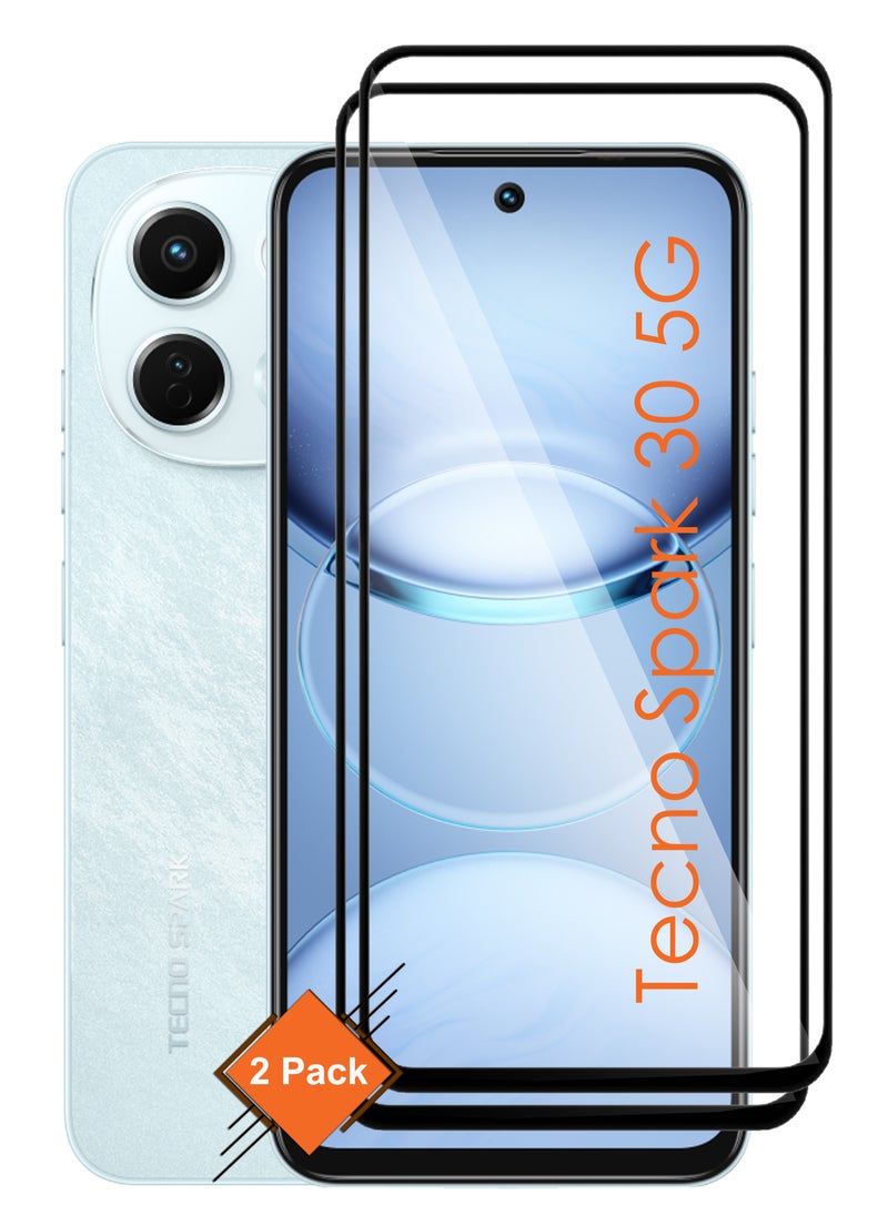 NAFCO - For Tecno Spark 30 5G - [2 Pack] Tempered Glass Screen Protector - Delicate Touch , Higher Transparency , Easy to Install ,Anti-scratch and Bubble-free Screen Protector - Black - Image 1