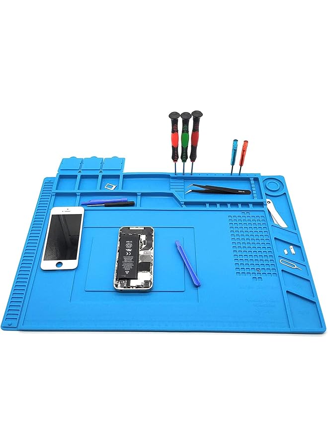 erorex Silicone Repair Mat 17.7 X 11.8 Inch 45 X 30Cm Anti Slip Base For Soldering Anti Static Anti Corrosion Heat Resistant Soldering Pad For Soldering Electronics Smartphone Watches Jewelry  - Image 2