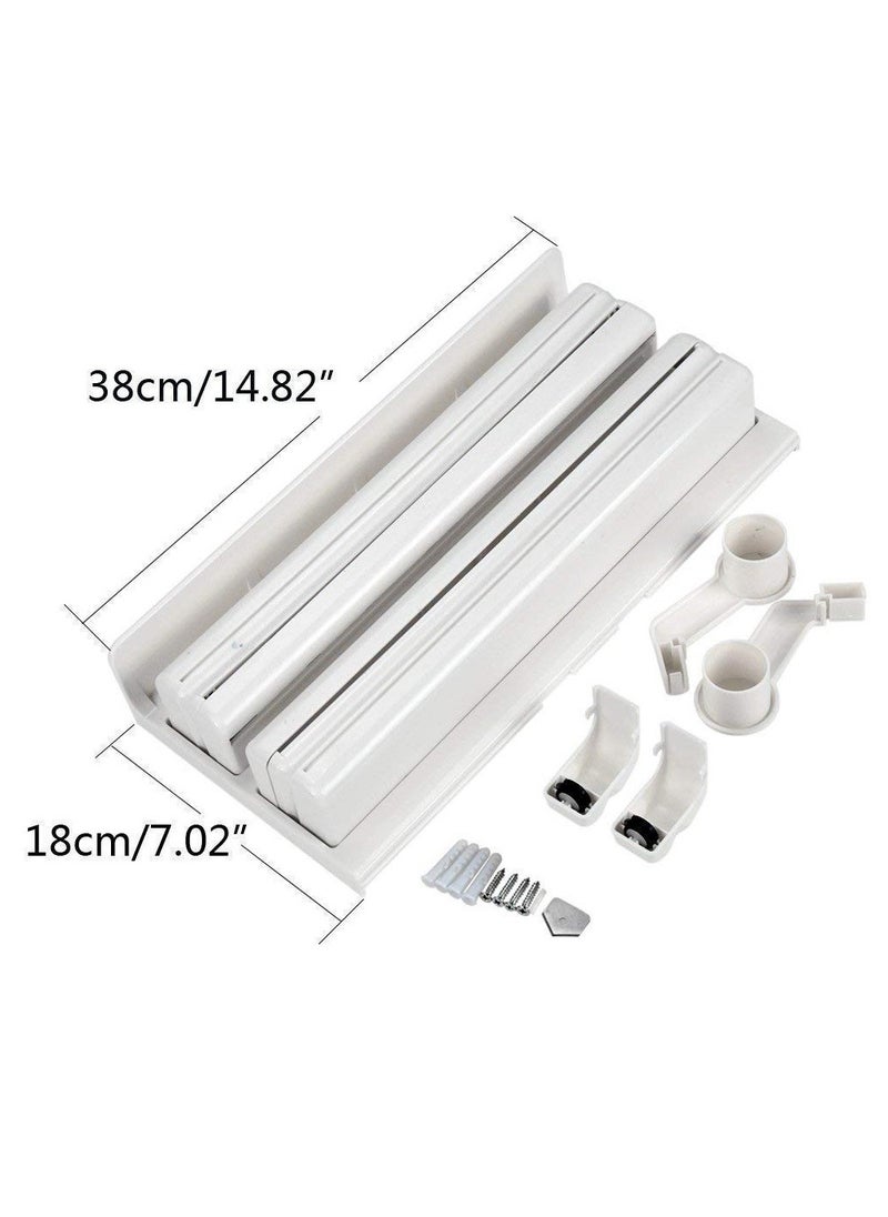 Generic - 3 in 1 Kitchen Triple Paper Dispenser & Holder Paper/Foil/Cling Wrap - 3 in 1 Wrap Centre Holds Silver Foil, Plastic Wrap, and Paper Towels-White - Image 1
