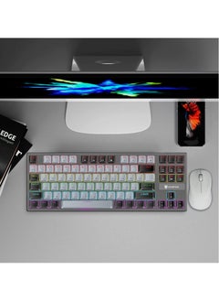 UCHUANG English Arabic Mechanical Gaming Keyboard with RGB LED Rainbow Backlit,Hot Swappable,Quick Response USB Wired Waterproof 87 Keys Keyboard for Windows/MacOS/Android PC Gamers - Grey Black(Blue Switch)  - Image 4
