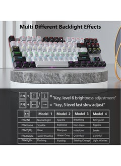 UCHUANG English Arabic Mechanical Gaming Keyboard with RGB LED Rainbow Backlit,Hot Swappable,Quick Response USB Wired Waterproof 87 Keys Keyboard for Windows/MacOS/Android PC Gamers - Grey Black(Blue Switch)  - Image 5