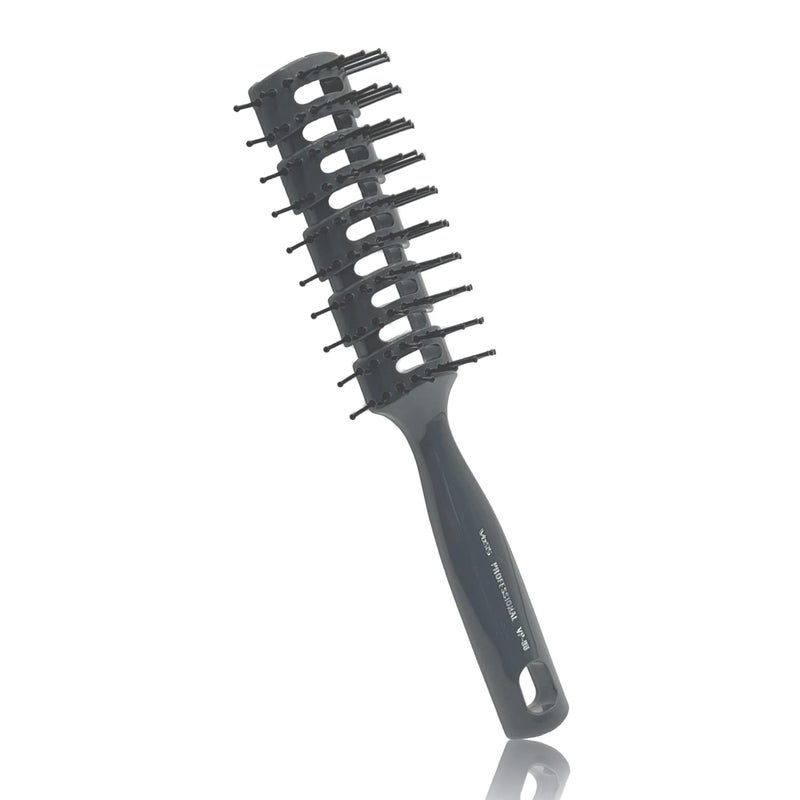 VESS Styling Ceramic Hair Brush 9row Round Type for Bow and Styling Made in Japan VP80 Gray