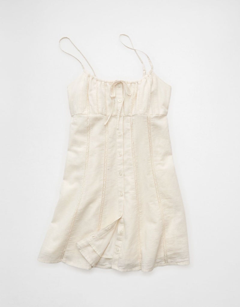 American Eagle AE Button-Up Lace Insert Mini Dress - Image 1