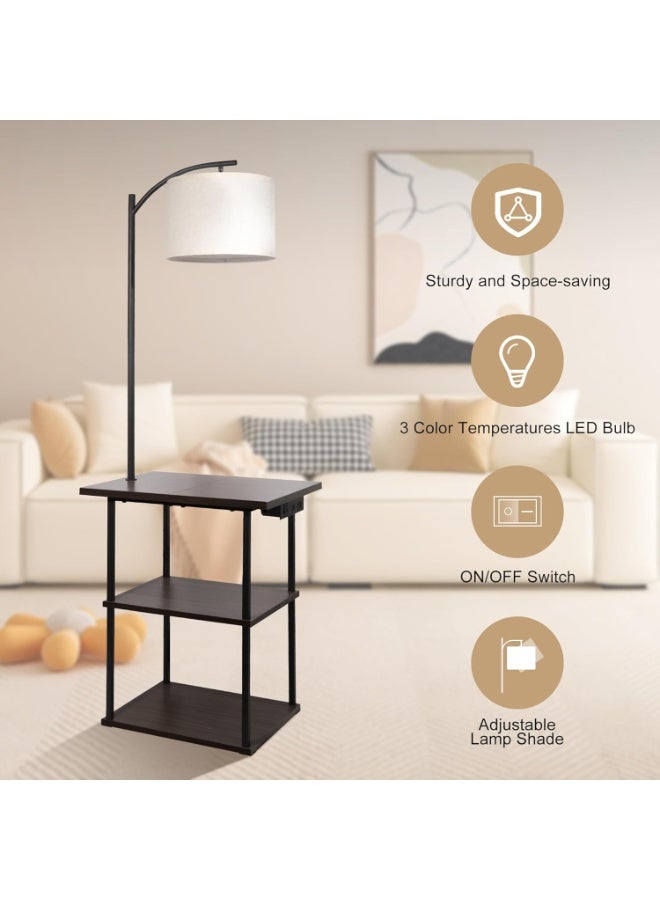 Tiokkss Floor Lamp with offee Table, End Tables with Charging Station(USB & Type-C & AC Port), 3 Color Temperatures 9W LED Bulb, Modern Shelves Side Table for Bedroom, Living Room - Image 5