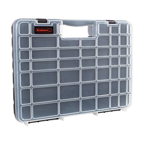 Stalwart - 75-ST6073 Portable Storage Case with Secure Locks and 55 Small Bin Compartments for Hardware, Screws, Bolts, Nuts, Nails, Beads, Jewelry and More by Black - Image 1