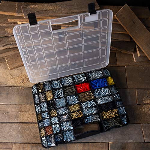 Stalwart - 75-ST6073 Portable Storage Case with Secure Locks and 55 Small Bin Compartments for Hardware, Screws, Bolts, Nuts, Nails, Beads, Jewelry and More by Black - Image 4