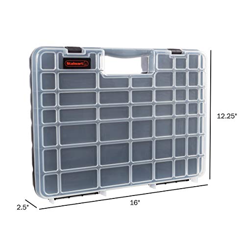 Stalwart - 75-ST6073 Portable Storage Case with Secure Locks and 55 Small Bin Compartments for Hardware, Screws, Bolts, Nuts, Nails, Beads, Jewelry and More by Black - Image 2