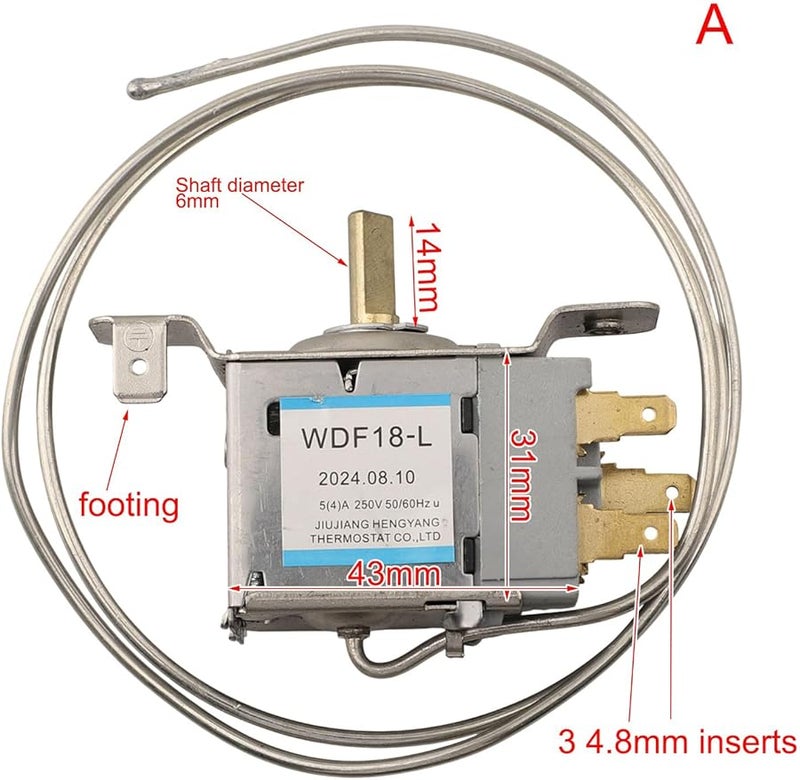 WDF18 WDF19 منظم الحرارة الميكانيكي للثلاجة متحكم في درجة الحرارة AC 250V 50Hz 60Hz لون C - Image 4