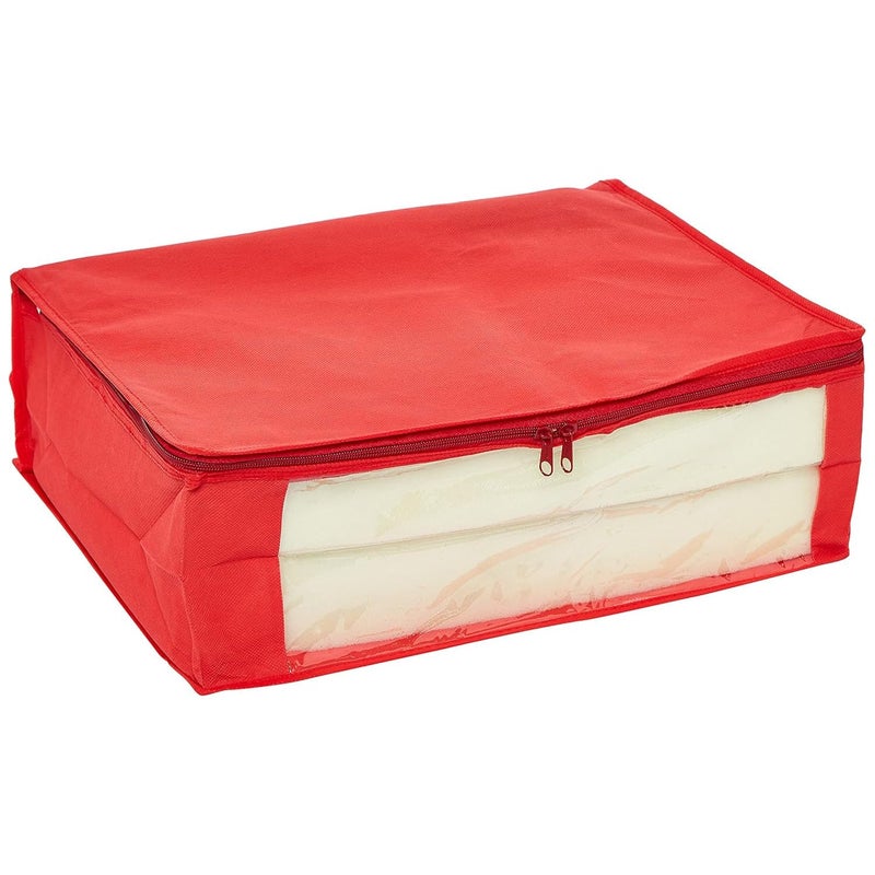 Kuber Industries Kuber Industries Clothes Organizer For Wardrobe Pack of 12 Storage Organizer For Saree Shirts Salwar Suit Clothes Lehanga Dress Organizer For Wardrobe Saree Covers With Zip Red - Image 2