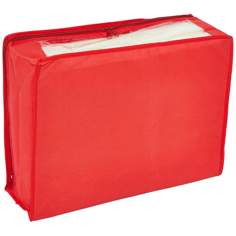 Kuber Industries Kuber Industries Clothes Organizer For Wardrobe Pack of 12 Storage Organizer For Saree Shirts Salwar Suit Clothes Lehanga Dress Organizer For Wardrobe Saree Covers With Zip Red - Image 3