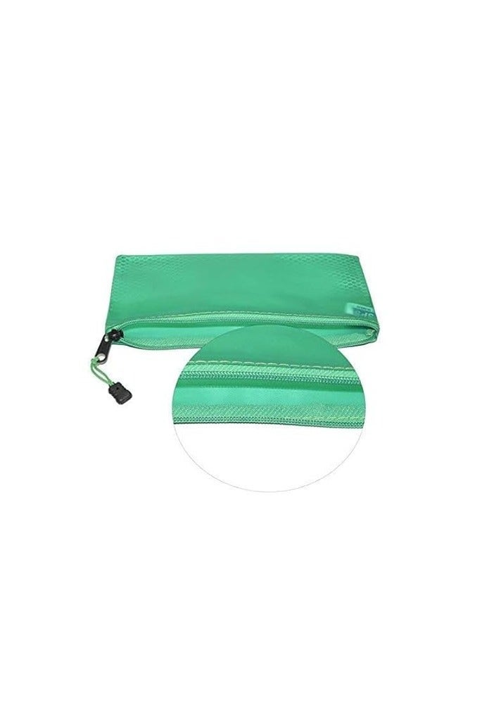 Transparent Plastic File Case with Zipper – A4 Size, Green Color, Durable Mesh Design, Ideal for Documents and Accessories - Image 1
