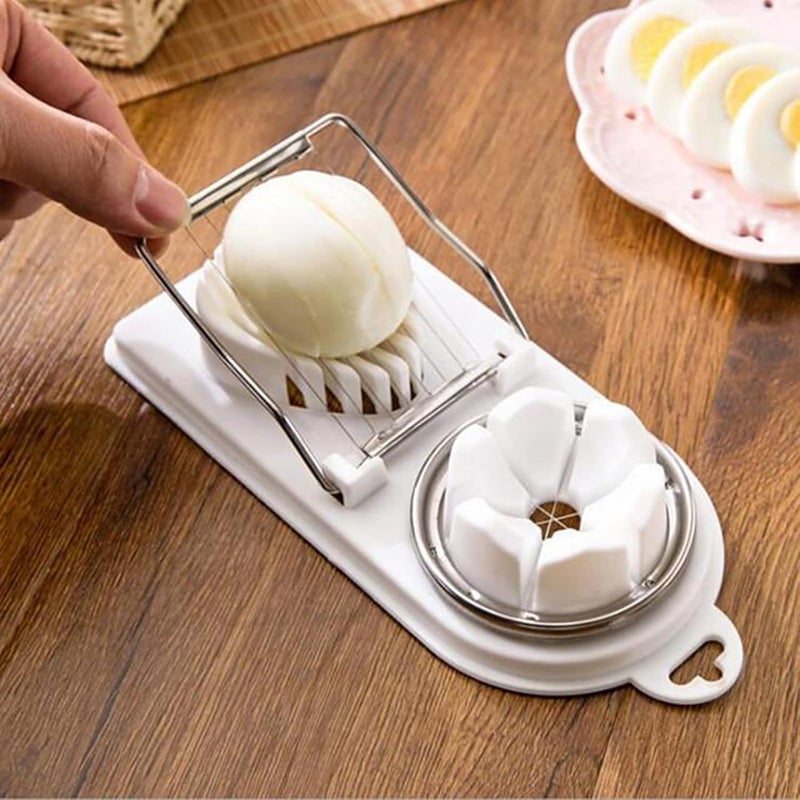 comfrt Egg Slicer for Hard Boiled Eggs, Multifunctional 2-in-1 Boiled Egg with Stainless Steel Cutting Wire, Egg Chopper/Divider/Dicer/Cutter, Piercing/Garnishing/Slicing Kitchen Cooking - Image 2