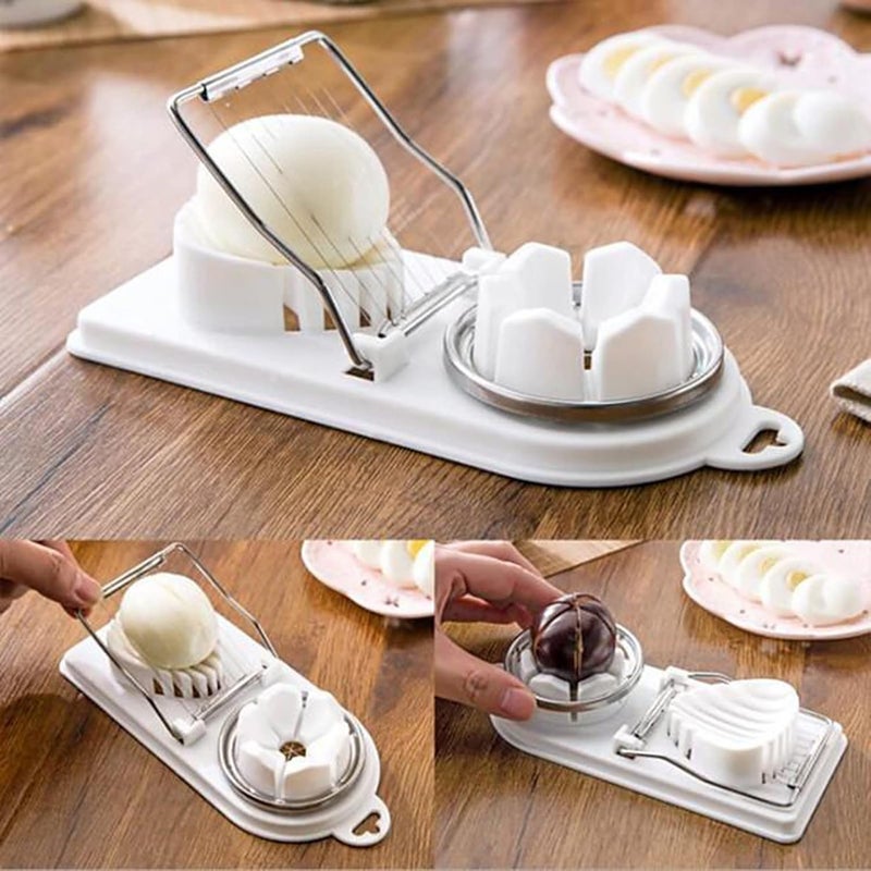 comfrt Egg Slicer for Hard Boiled Eggs, Multifunctional 2-in-1 Boiled Egg with Stainless Steel Cutting Wire, Egg Chopper/Divider/Dicer/Cutter, Piercing/Garnishing/Slicing Kitchen Cooking - Image 5