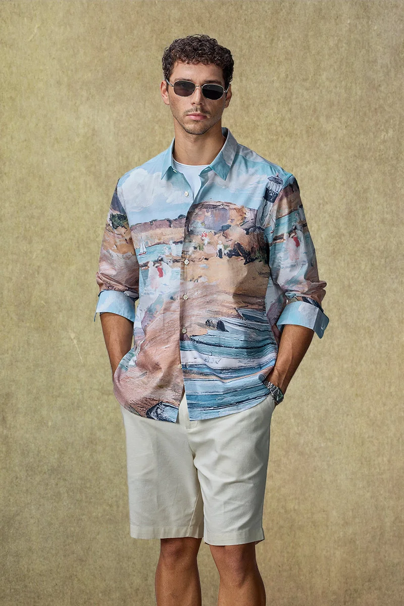 SNITCH Yacht Club Luxe Seascape Print Shirt