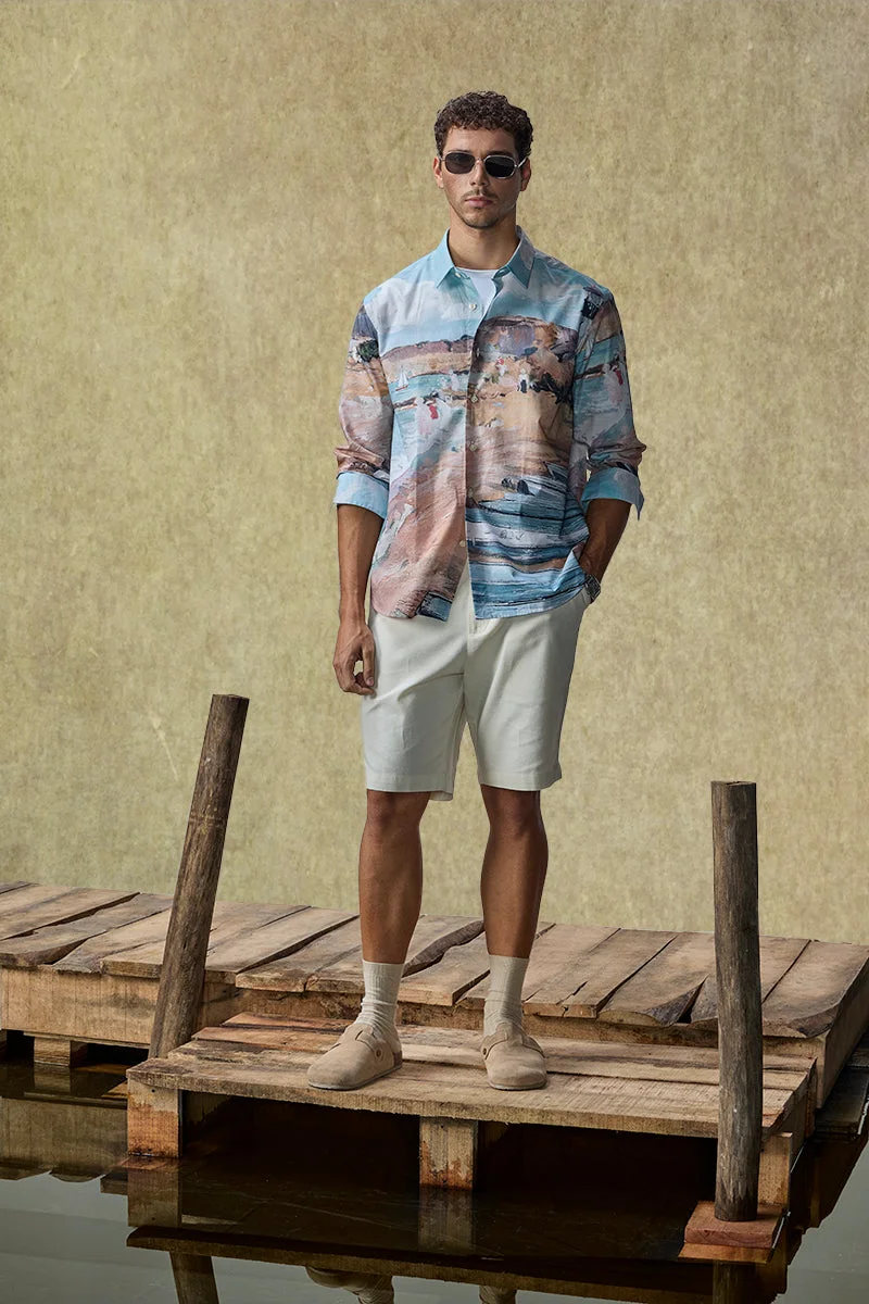 SNITCH Yacht Club Luxe Seascape Print Shirt
