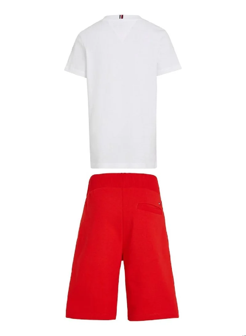 TOMMY HILFIGER Boys' Essential Logo T-Shirt And Shorts Set -  Pure cotton, Red