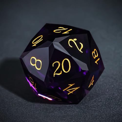 UDIXI 7Piece Glass Dice Set DD MultiFaceted DiamondCut Glass DND Dice for RPG Tabletop Games Purple - Image 5
