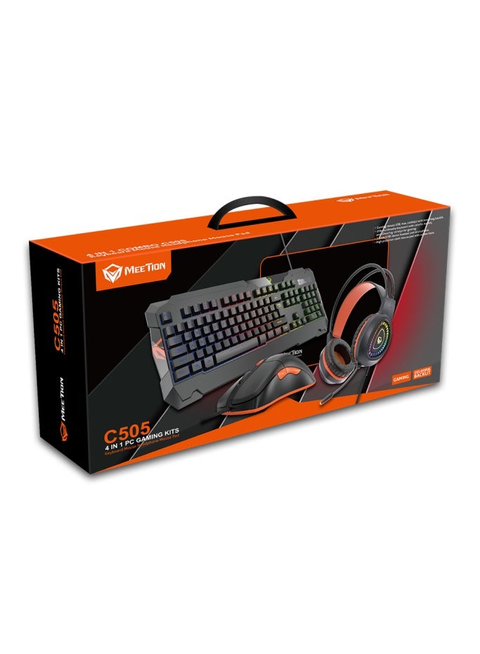 Meetion Meetion MT C505 4 in 1 Gaming Combo Kit, Anti Ghost RGB Gaming Keyboard, 5+1 Buttons 3200DPI Gaming Mouse, Backlit Gaming Headphone with Omni Directional Microphone, High Precision Gaming Mouse Pad  - Image 3