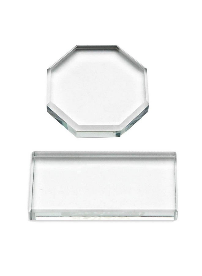 لوزين 2 قطع المهنية رمش تمديد لاصق الغراء البليت الكريستال الزجاج العين لاش قاعدة الوسادة صينية حامل حامل لتمديد الرموش وهمية ماكياج التجميل لوحة الأظافر أداة المثمن والمستطيل - Image 1