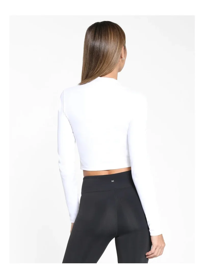 Koral Koral Luca Blackout  L/S Crop Top,  A6479E32-S-Wht
