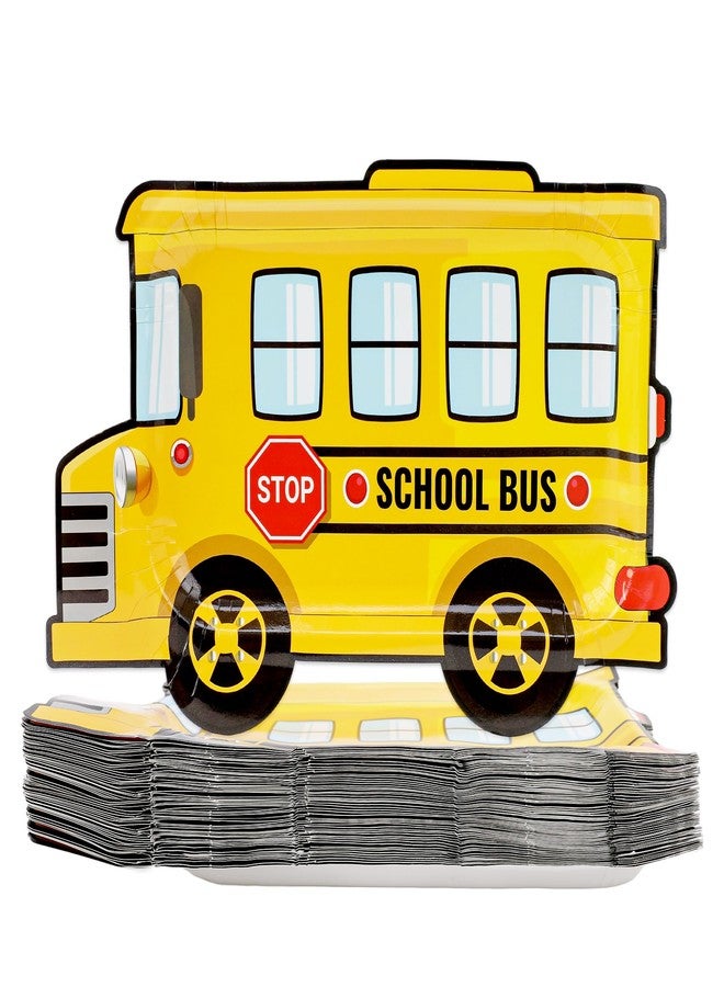 Hokinaa School Bus Party Decorations - 50 Pcs 12.6 x 8.3 in Yellow Bus Back to School Birthday Party Plates, First Day of Kindergarten Disposable Paper Tableware, Classroom Decor Supplies for Students - Image 1