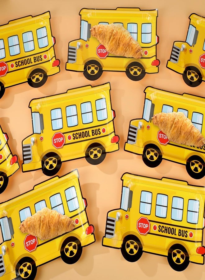 Hokinaa School Bus Party Decorations - 50 Pcs 12.6 x 8.3 in Yellow Bus Back to School Birthday Party Plates, First Day of Kindergarten Disposable Paper Tableware, Classroom Decor Supplies for Students - Image 3