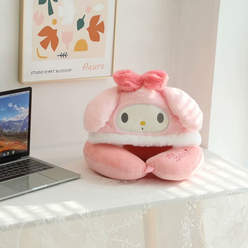 Cute Hooded Neck Pillow for Travel and Office Melody