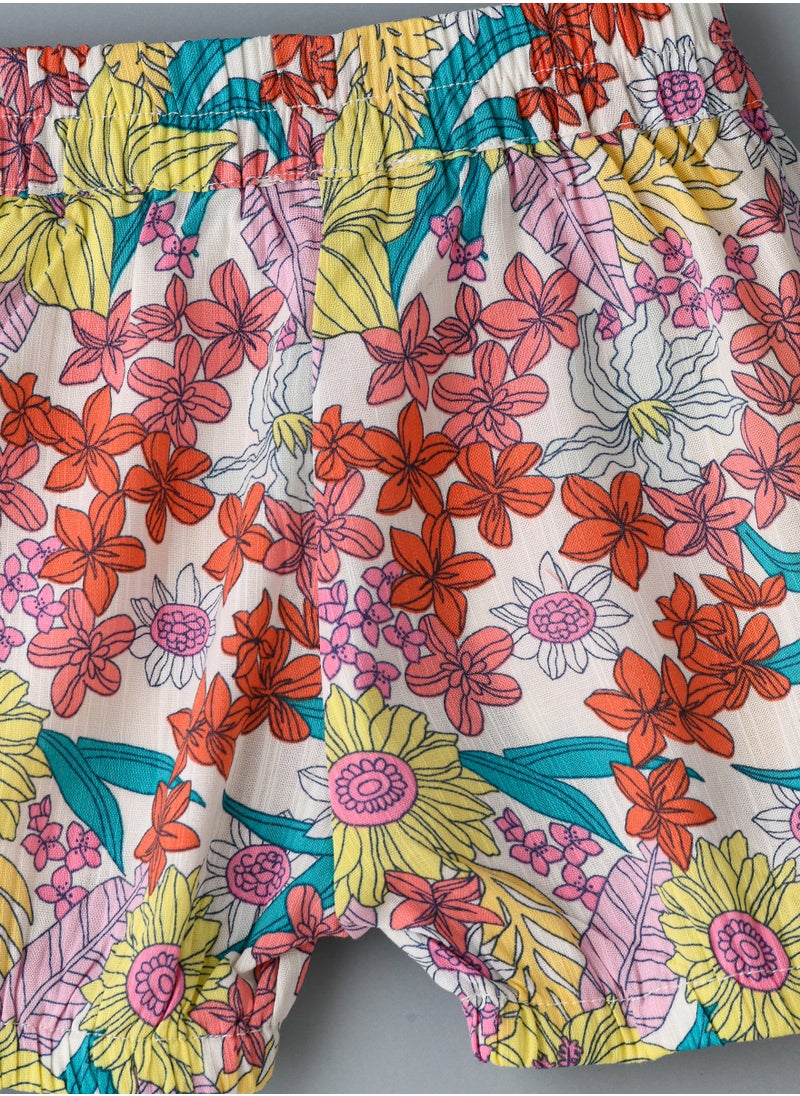 Jelliene Girls' Colorful Floral Viscose Shorts  - Image 3