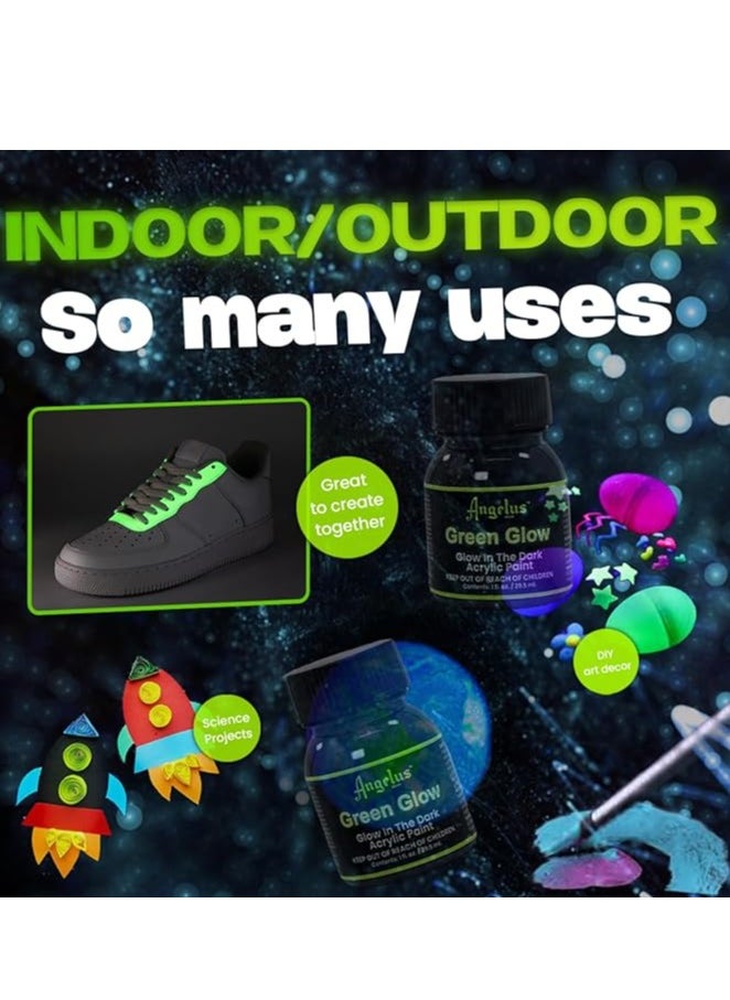 Angelus - Angelus Glow Green Glow In The Dark Acrylic Paint 1oz - Image 1