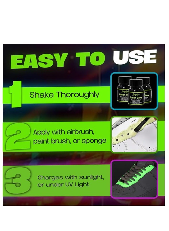 Angelus - Angelus Glow Green Glow In The Dark Acrylic Paint 1oz - Image 1