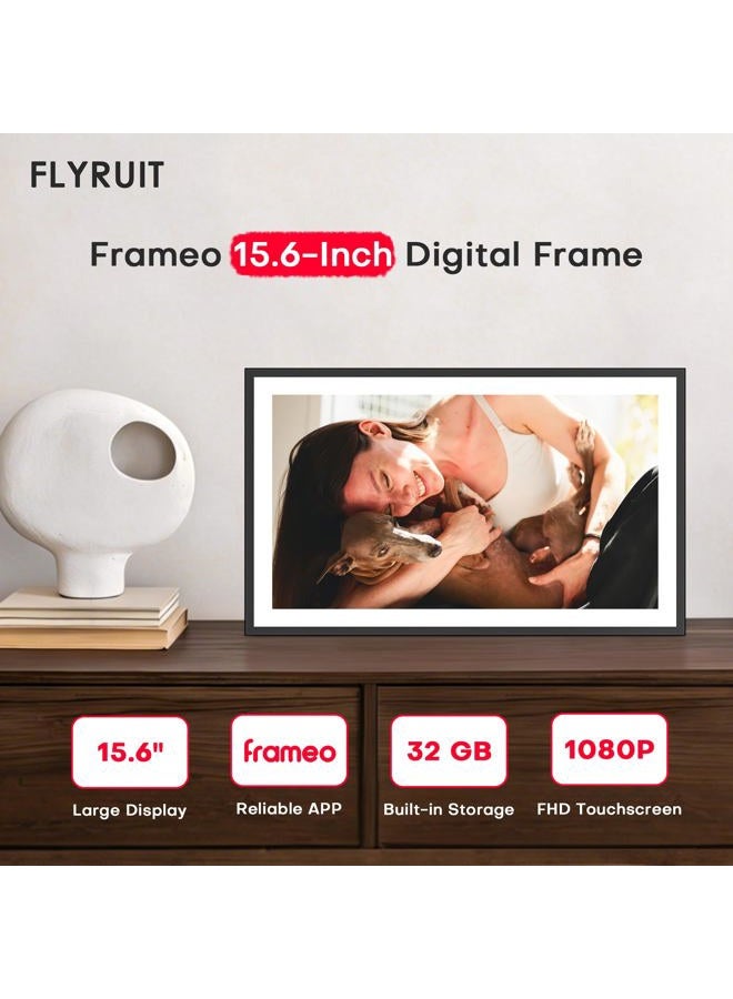 FLYRUIT WiFi Digital Picture Frame, Frameo 15.6 inch Large Digital Photo Frame, 1920*1080 IPS FHD Touchscreen, Instant Share Pictures Video, 32GB Storage, Photo Frame Electronic, Gift for Mom, House Warming - Image 2
