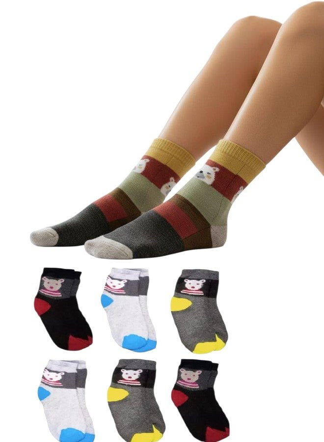 Diamond Craft Winter Warm Ankle Length Socks For Kids Toddlers Boys Girls Thick Thermal Woolen Socks Terry Lined Cozy Ankle Socks For Children-Pack Of 6 Pair (IN, Age, 5 Years, 8 Years) - Image 3