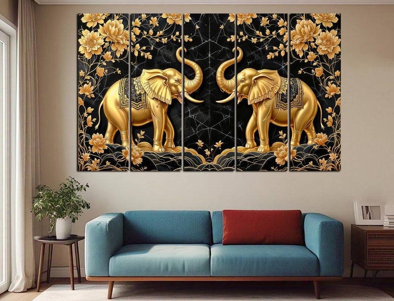 CN Retails Dual Elephant 3D Effect Wall Art Canvas Painting for Home, Drawing Room, Office, Wall Decor | MDF Wooden Frame, Vibrant Colorful With Modern Style Hanging for Positivity & Vastu(30x48 Inch) - Image 3