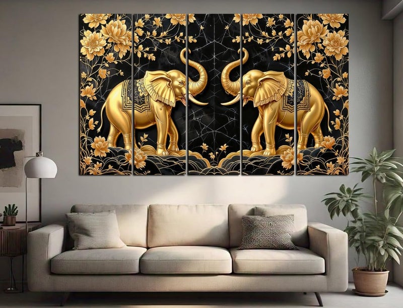 CN Retails Dual Elephant 3D Effect Wall Art Canvas Painting for Home, Drawing Room, Office, Wall Decor | MDF Wooden Frame, Vibrant Colorful With Modern Style Hanging for Positivity & Vastu(30x48 Inch) - Image 2