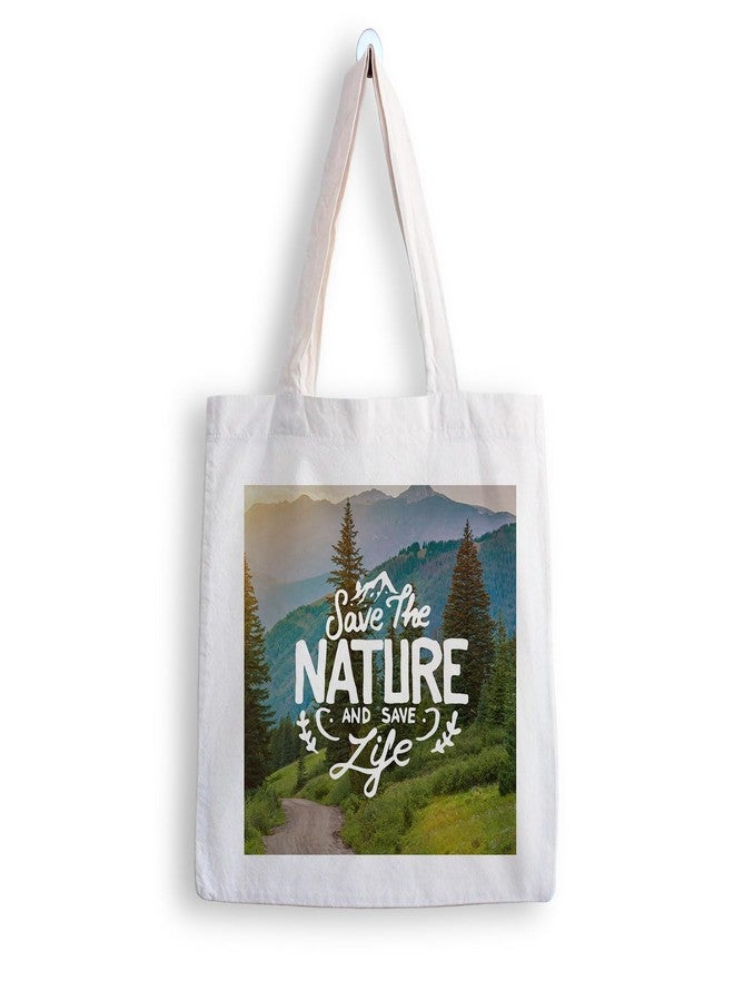 ARTBUG Tote Bag for Women with zip, Aesthetic Canvas tote bag for college girls, office, stylish and reusable - Save the Nature - D No - 051 - Image 1