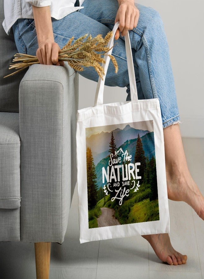 ARTBUG Tote Bag for Women with zip, Aesthetic Canvas tote bag for college girls, office, stylish and reusable - Save the Nature - D No - 051 - Image 2