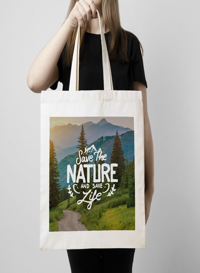 ARTBUG Tote Bag for Women with zip, Aesthetic Canvas tote bag for college girls, office, stylish and reusable - Save the Nature - D No - 051 - Image 3