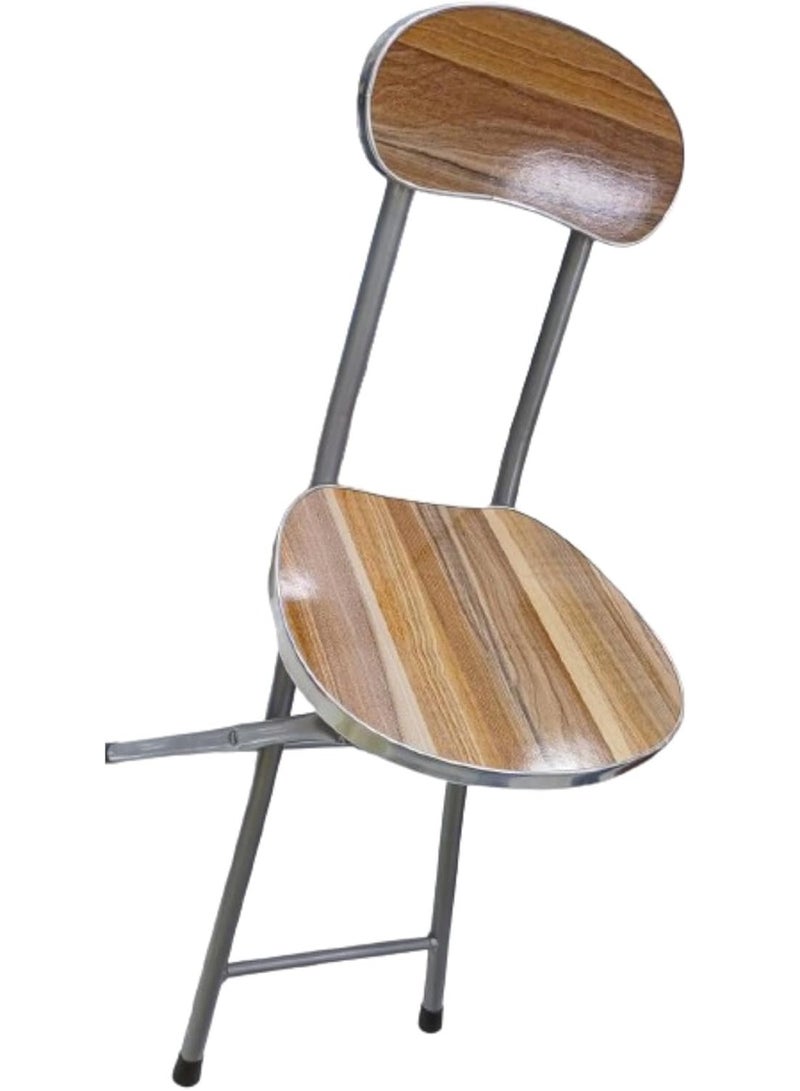 Elegant Metal Foldable Chair with Wood Brown Finish - Durable, Space-Saving Stylish Chair for Kitchen, Office, Camping, and Parties - Image 1