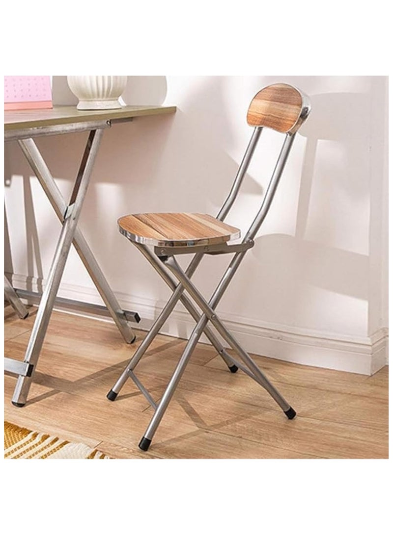 Elegant Metal Foldable Chair with Wood Brown Finish - Durable, Space-Saving Stylish Chair for Kitchen, Office, Camping, and Parties - Image 2