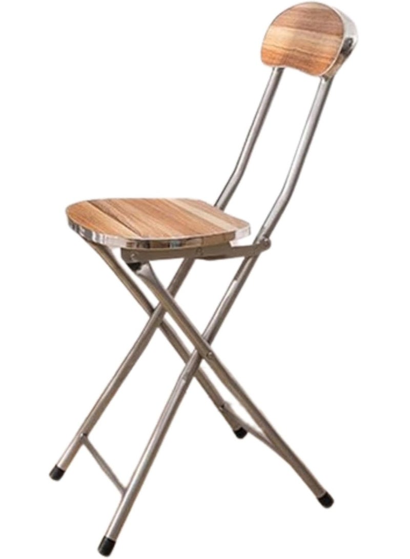 Elegant Metal Foldable Chair with Wood Brown Finish - Durable, Space-Saving Stylish Chair for Kitchen, Office, Camping, and Parties - Image 3