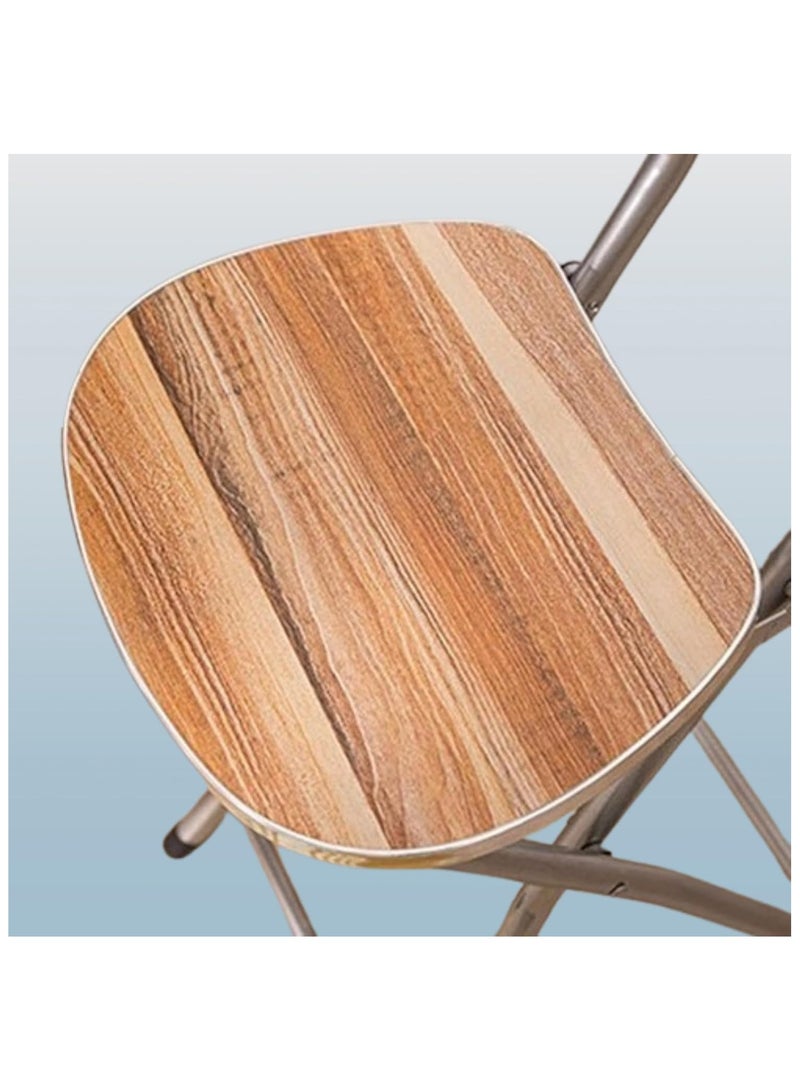 Elegant Metal Foldable Chair with Wood Brown Finish - Durable, Space-Saving Stylish Chair for Kitchen, Office, Camping, and Parties - Image 5