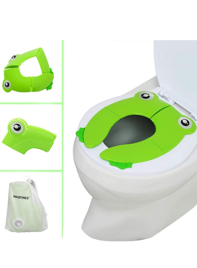 SYOSI Kids Toilet Seat Cover, Portable Large Non Slip Silicone Pads Foldable Potty Training Seat for Toddlers Kids Boys & Girls, Recyclable Potty Seat Cover for Travel - Image 4