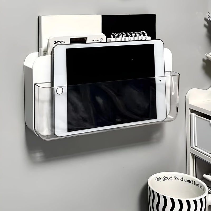 GWEOBZ Adhesive Remote Control Holder Wall Mounted Phone Charging Holder Universal Controller Holder Wall Mount Storage Organizer Box No Drilling Home Office Desk (Bedside Shelf) - Image 3