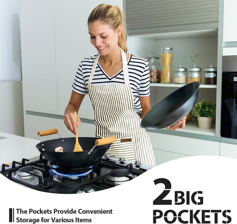 VALOME Store 2 Pack Kitchen Aprons, Apron for Cooking with 2 Pockets, Unisex Adjustable Neck Strap Chef Aprons for Men Women - Image 5