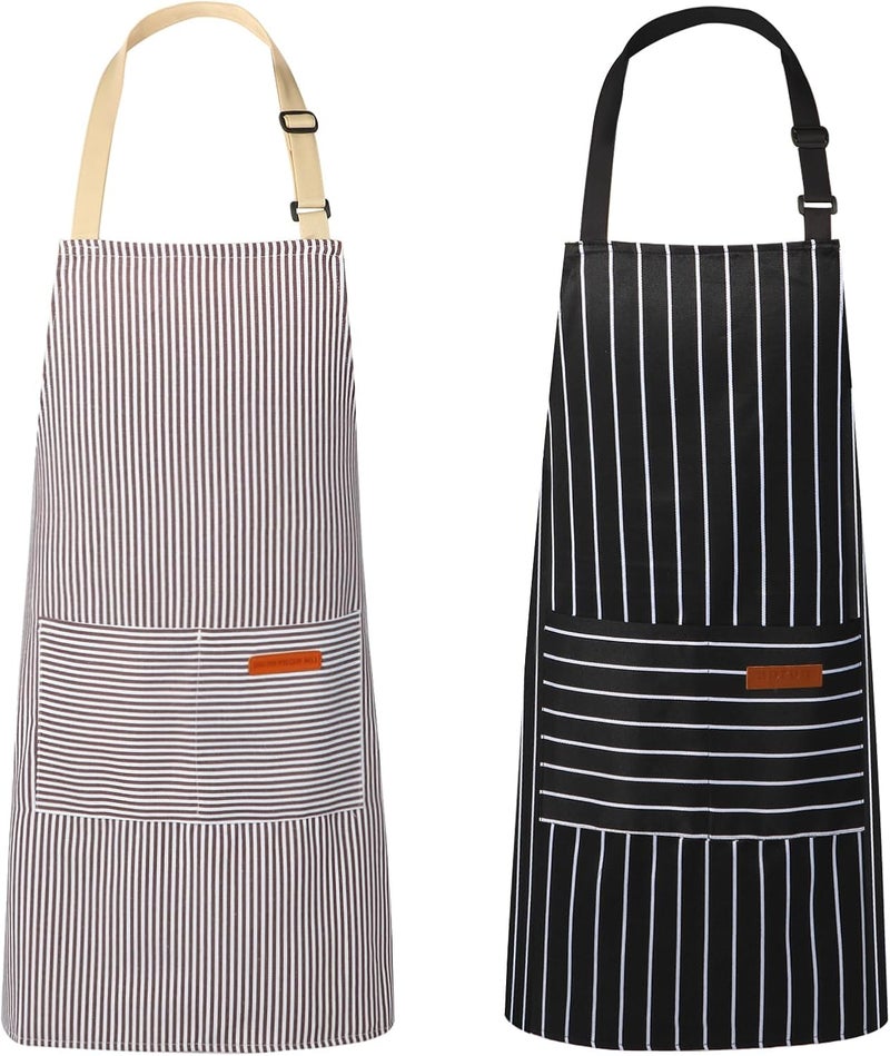 VALOME Store 2 Pack Kitchen Aprons, Apron for Cooking with 2 Pockets, Unisex Adjustable Neck Strap Chef Aprons for Men Women - Image 1