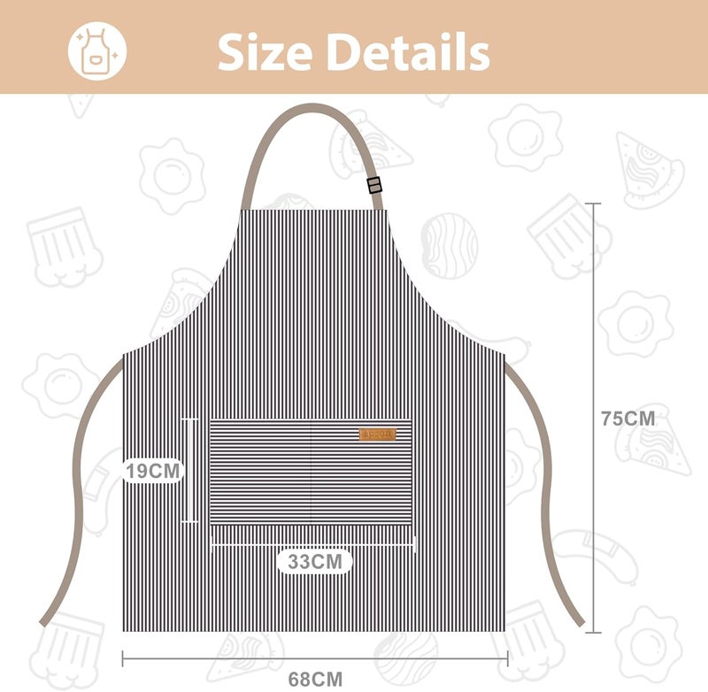 VALOME Store 2 Pack Kitchen Aprons, Apron for Cooking with 2 Pockets, Unisex Adjustable Neck Strap Chef Aprons for Men Women - Image 2