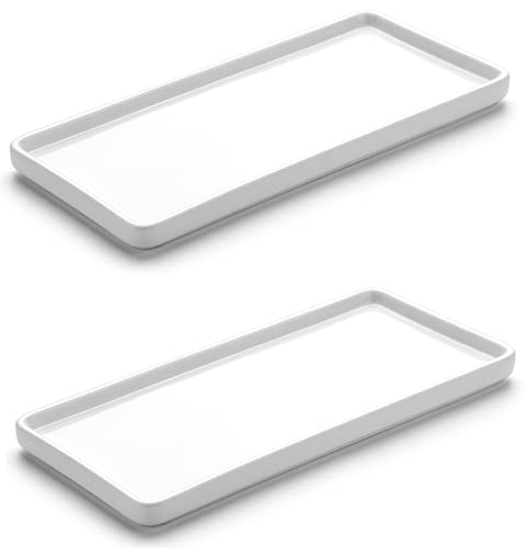 Gurygo 2 Pack 8" Ceramic Rectangular Vanity Trays, White, Set of 2 - Image 1