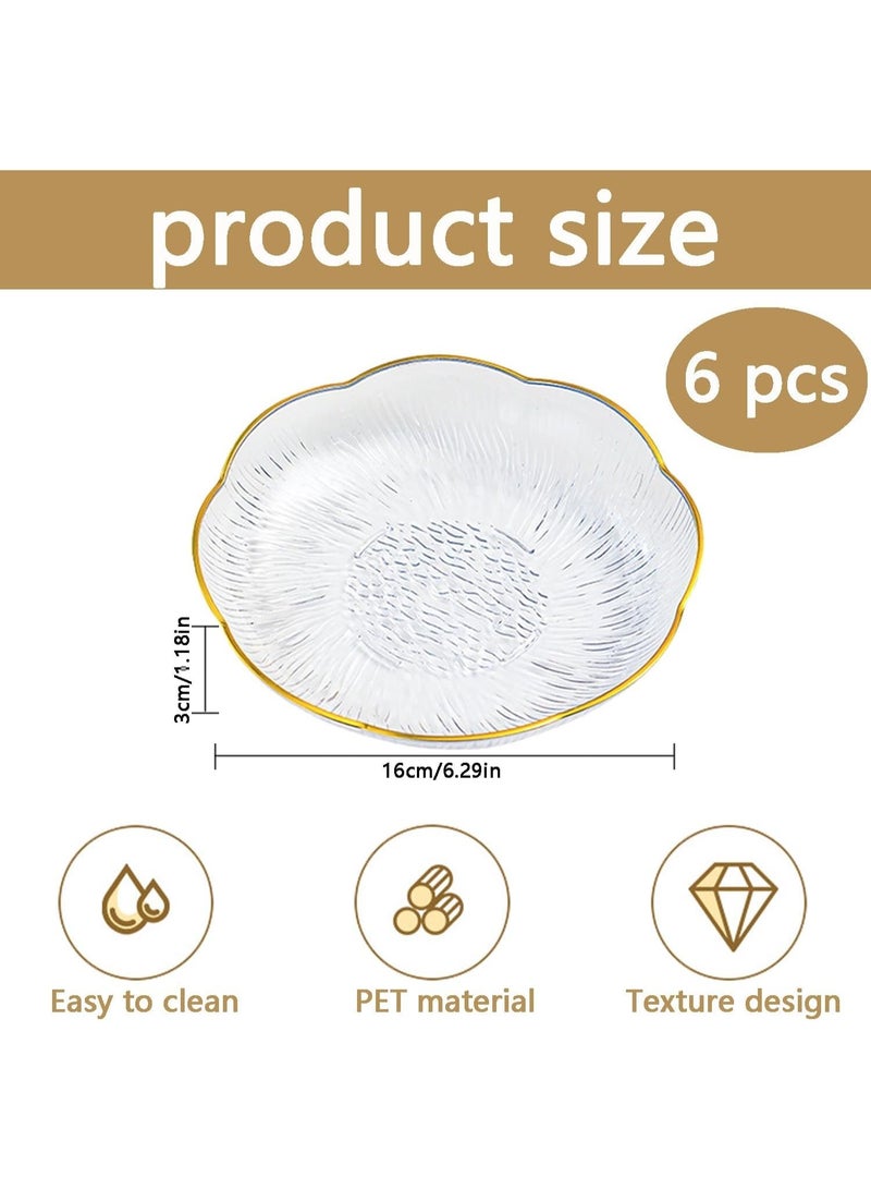 Relex 6 Inch Clear White Acrylic Salad Plates Set of 6, Small Plastic Dinner Dessert Plates, Round Kitchen Appetizer Plates, Shallow Bowl Dish for Restaurant Lunch Snack Bread Fruit Party - Image 5