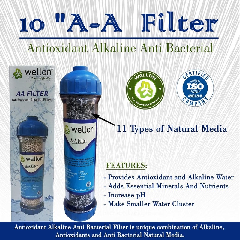 Wellon Antioxidant Alkaline Anti Bacterial Water inLine Filter 2 Diameter x 8 Long with 14 Connectors Long LifeTime of 612 Months and Natural Rock for All Type of Water Filter Purifiers - Image 2